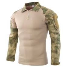 Camisa tática de manga longa para treino de combate, camisa exército para treino, acampamento, uniforme militar respirável 2024 - compre barato