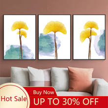 Christmas Canvas Painting Golden Plant Leaf Poster Abstract Nordic Wall Art Pictures Art Decoration Modern Room Decor 2024 - buy cheap