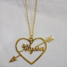2020 Custom Stainless Steel Name Heart Necklace For Women Personalized Letter Cupid's Arrow Choker Necklace Christmas Gift 2024 - buy cheap