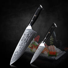 Conjunto de facas japonesas para cozinha, jogo com 2 peças, facas super afiadas de aço damasco de alto carbono 2024 - compre barato