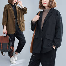 Женский пиджак в стиле ретро, Свободный Повседневный Блейзер большого размера, верхняя одежда в Корейском стиле, весна-осень 2021 2024 - купить недорого