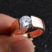 Anéis de casamento com zircônia clássica, anéis banhados a prata/ouro rosê joias para mulheres presentes para meninas 2024 - compre barato