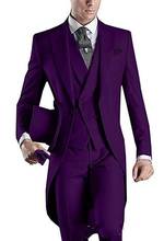 Custom Design Purple Tailcoat Men Party Groomsmen Suits in Wedding Tuxedos(Jacket+Pants+Tie+Vest) 2024 - buy cheap