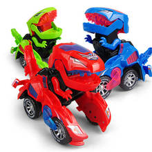 Деформированный автомобиль динозавр детские игрушки Детский динозавр деформационные игрушки с светодиодный светильник мигающий музыкальный Электрический трансформатор игрушечный автомобиль 2024 - купить недорого