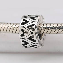 Authentic S925 Silver Spacer Bead fit Pandora Bracelet Bangle Hearts Charm DIY Jewelry Girl Gift 2024 - buy cheap