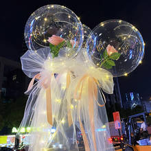 Balões luminosos de plástico com suporte, 2 peças, decoração, bobo, vara com rosa, para festa, casamento, aniversário, natal 2024 - compre barato