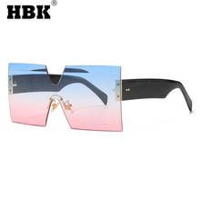 Hbk óculos de sol quadrados grandes, óculos escuro feminino e masculino sem aro uv400 2024 - compre barato