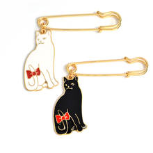 Cute Black Cat White Cat Brooch Bag Clothes Backpack Lapel Enamel Pin Badges Cartoon Jewelry Gift For Friend Women Accessories 2024 - buy cheap