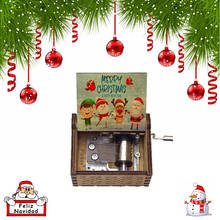 Criativo de madeira mão ed caixa de música caixa de música musical presente música tema caixa de presente de natal natal presente de festa decoração 2024 - compre barato