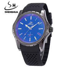 New SHENHUA Men's Watch Black Rubber Band Automatic Mechanical Skeleton Watch For Men Gear Wrist Watch Relogio Masculinos 2024 - buy cheap