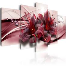5 Panel Pink flower Wall Pictures for Living Room Picture Print Painting On Canvas Wall Art Home Decor Living Room Canvas Print 2024 - buy cheap
