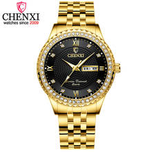 CHENXI Luxury Rhinestone Golden Stainless Steel Watch Men Business Quartz Clock Waterproof Wrist Watches Relogio Masculino 2024 - buy cheap