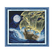 Картина для вышивки крестиком Joy Sunday с изображением ветра и волн, вышивка крестиком на холсте, Набор для вышивания, подарок, украшение для дома 2024 - купить недорого