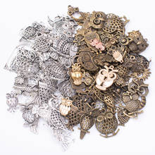 100g hot sale metal animal owl mixed pendant antique bronze bracelet necklace handmade jewelry production wholesale 2024 - buy cheap