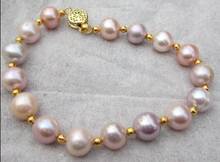 9-10MM NATURAL SOUTH SEA PINK PURPLE PEARL BRACELET 14K/20 GOLD 2024 - buy cheap