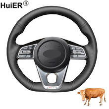 Hand Sewing Car Steering Wheel Cover Cow Leather Wrap For Kia K5 Optima 2019 2020 Forte GT 2019-2021 Ceed Cee'd GT 2018 2019 2024 - buy cheap