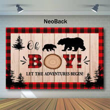 Mocsicka Lumberjack Baby Shower Photo Background Boy Baby Shower Party Backdrop Red Black Buffalo Plaid Photography Backdrops 2024 - buy cheap