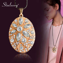 SINLEERY Fashion Oval Gold Pendant Necklace For Women Cubic Zirconia Flower Long Chain Accessories Jewelry My040 SSA 2024 - buy cheap