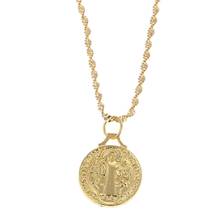 Gold Color Catholic Round Medal Cross Pendant Necklace Patron Saint Benedict Of Nursia Holy Jewelry 2024 - buy cheap