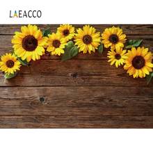 Laeacco Old Wooden Board Planks Sunflowers Pet Baby Newborn Doll Portrait Photography Background Photo Backdrop Photocall 2024 - buy cheap