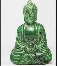 Estátua de cobre chinês jade verde pedra handwork esculpida estátua de buda 2024 - compre barato