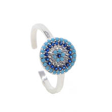 Женское кольцо средней длины с фианитом, регулируемое кольцо из серебра 925 пробы с голубым кубическим цирконием 2024 - купить недорого