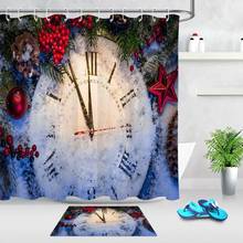 New Year Winter Snowy Christmas Clock Shower Curtains With hooks Bath Curtain Waterproof Moisture-proof Bathroom Curtains Or Mat 2024 - buy cheap