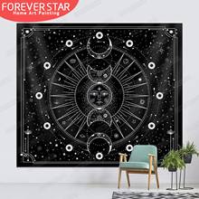 Moon phase Tapestry 2021 Latest Stars Space Psychedelic Black And White Wall Hangings Bedroom Home Wall Decoration house decor 2024 - buy cheap