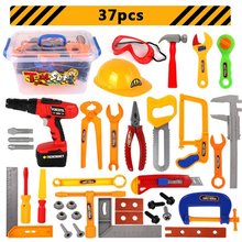 New 37Pcs Pretend Play Helmet Plastic Drill Tool Kit Toys Simulation Repair Tools Engineering Education Garden Toys For Boys 2024 - buy cheap