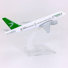 16cm airplane model toys air Turkmenistan airlines Boeing B777 aircraft model diecast plastic alloy plane gifts for kids collect 2024 - buy cheap