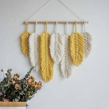 Hand-made Macrame Wall Hanging Feather Cotton Woven Leaves Living Room Headboard Door Porch Hangings Boho Decor Wall Tapestry 2024 - buy cheap