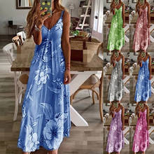 Fashion Floral Printed Sexy Women Robe Summer 2020 Sleeveless Spaghetti Strap Slim Long Dress Plus Size Stretch Women Dress 5XL 2024 - buy cheap
