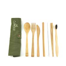 Bamboo Travel Utensils Sustainable Bamboo Cutlery Set Reusable Knife,Fork,Spoon,Biodegradable Straws Chopsticks Zero Waste Wrap 2024 - buy cheap