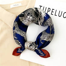 Lenço feminino de seda 2021 pura, foulard pequeno, lenços quadrados, faixa de cabelo feminino, design estampado, bandana, primavera, novo lenço, gravata 2024 - compre barato