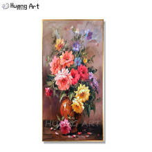 Hand-painted Flower Linen Oil Painting for Living Room Decor Classical Impression Flower Wall Painting Flowers in Vase Picture 2024 - buy cheap