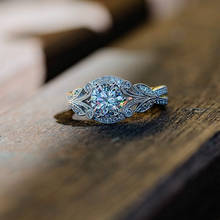 Fashion Original Silver color Rings for Women Dazzling Flower Ring 1 Carat Zircon ANNIVERSARY SALE Bijoux 2024 - buy cheap