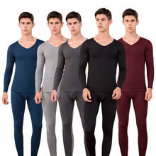 Men Cotton Trackless Thermal Underwear Suit Cationic Invisible V-collar Long Johns Seamless Winter Undercoat 2024 - buy cheap