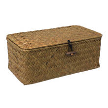 Straw Basket with Lid Rattan Woven Basket Desktop Clothes Sundries Storage Box for Bedroom Home Decor ) 2024 - buy cheap