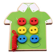 Montessori juguetes educativos para niños, cuentas de madera, juguetes de madera para niños, coser en botones, Educación Temprana, enseñanza, ayuda, rompecabezas 2024 - compra barato