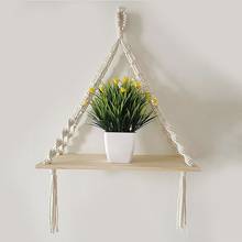Macrame Plant Hangers Hanging Woven Wooden Shelf Tapestry Tassel Wall Floating Hanging Indoor Wall Planter Decor 2024 - buy cheap