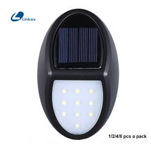 Lâmpada com 10 leds, controle de iluminação, 1/2/peças, luz solar para parede, áreas externas, ip65, à prova d'água, economia de energia, lâmpada de segurança de jardim