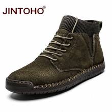 JINTOHO-Botines de piel auténtica para hombre, zapatos cálidos para la nieve, para el trabajo, a la moda, talla grande 2024 - compra barato