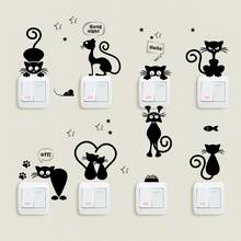 Новый прекрасный кот выключатель света телефон настенные наклейки для детей комнаты Diy украшения дома мультфильм наклейки на стену в виде животных ПВХ настенное искусство 2024 - купить недорого