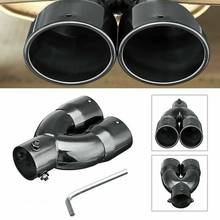 Hot Dual-outlet Universal Car Decoration Chrome Tail Pipe Stainless Steel Curved Exhaust Trim Muffler Pipe Tail for BMW for Benz 2024 - buy cheap