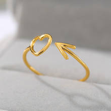 Minimalist Heart Rings One Direction Arrow Rings gold &Rose Gold Color Heart Shaped Wedding Ring for Woman Charm  Jewelry 2024 - buy cheap