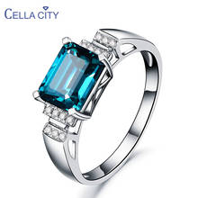 Cellacity Trendy Resizable Silver 925 Jewelry Gemstones Ring for Women Elegant Rectangle Indicolite Accessory for Engagement 2024 - buy cheap