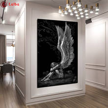 Pintura de diamantes Diy, arte en blanco y negro, imagen de Ángeles y demonios, bordado de diamantes de imitación, mosaico de diamantes 5d, decoración de punto de cruz 2024 - compra barato