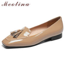 Туфли Meotina женские с бахромой, Натуральная Воловья кожа, квадратный носок, без застежки, повседневная обувь, красные, на весну 2024 - купить недорого