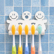 Bathroom Suction 5 Position Toothbrush Holder Rack Wall Mount Funny Smiling Face Toothbrush Stand Organizer 2024 - купить недорого