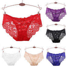 Floral Sexy Lace Briefs Low Rise Panties Bikini Panty Mesh Net Sheer Underwear Underpants for Women 2024 - buy cheap